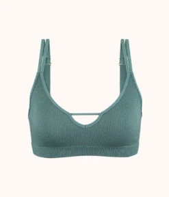 The Skinny-Strap Seamless Bralette: Harbor Green -Outlet No Wire Bras Store 4 product flat front skinny strap seamless bralette harbor green b0f67f9f a251 456a 806d 07be9ea07a5b