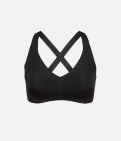 The Sleek Crossback Bralette: Jet Black -Outlet No Wire Bras Store 4 product flat front sleek crossback bralette jet black