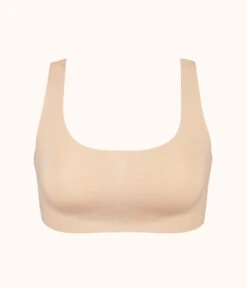 The Sleek Scoop Bralette: Toasted Almond -Outlet No Wire Bras Store 4 product flat front sleek scoop bralette toasted almond