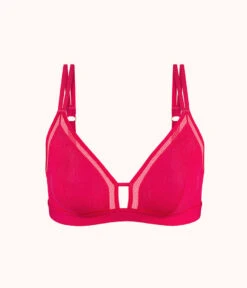 The Smooth Lace Bralette: Magenta -Outlet No Wire Bras Store 4 product flat front smooth lace bralette magenta