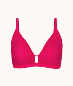 The Smooth Lace Busty Bralette: Magenta -Outlet No Wire Bras Store 4 product flat front smooth lace busty bralette magenta