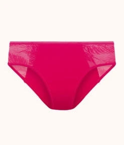 The Smooth Lace High Waist Bikini: Magenta -Outlet No Wire Bras Store 4 product flat front smooth lace high waist bikini magenta