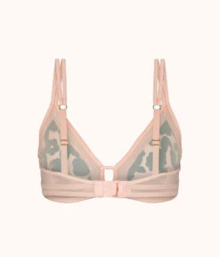 The Mesh Trim Bralette: Retro Blooms 9 The Mesh Trim Bralette: Retro Blooms -Outlet No Wire Bras Store 5 on model back mesh trim bralette retro bloom