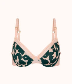 The Unlined Balconette Bra: Retro Blooms -Outlet No Wire Bras Store 5 on model front unlined balconette bra retro bloom