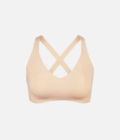 The Sleek Crossback Bralette: Toasted Almond -Outlet No Wire Bras Store 5 product flat cross front bralette toasted almond