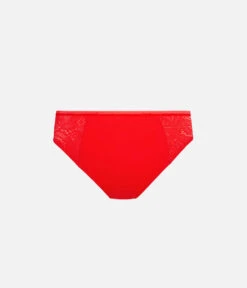 The Lace High Waist Bikini: Tomato Red 9 The Lace High Waist Bikini: Tomato Red -Outlet No Wire Bras Store 5 product flat back lace high waist bikini tomato
