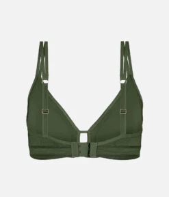 The Mesh Trim Bralette: Rich Olive -Outlet No Wire Bras Store 5 product flat back mesh trim bralette rich olive
