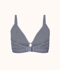 The Palm Lace Busty Bralette: Smoke -Outlet No Wire Bras Store 5 product flat back palm lace busty bralette smoke