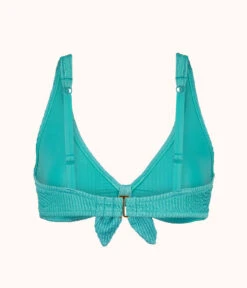 The Swim Ruched Plunge Bralette: Aquamarine -Outlet No Wire Bras Store 5 product flat back ruched plunge bralette aquamarine