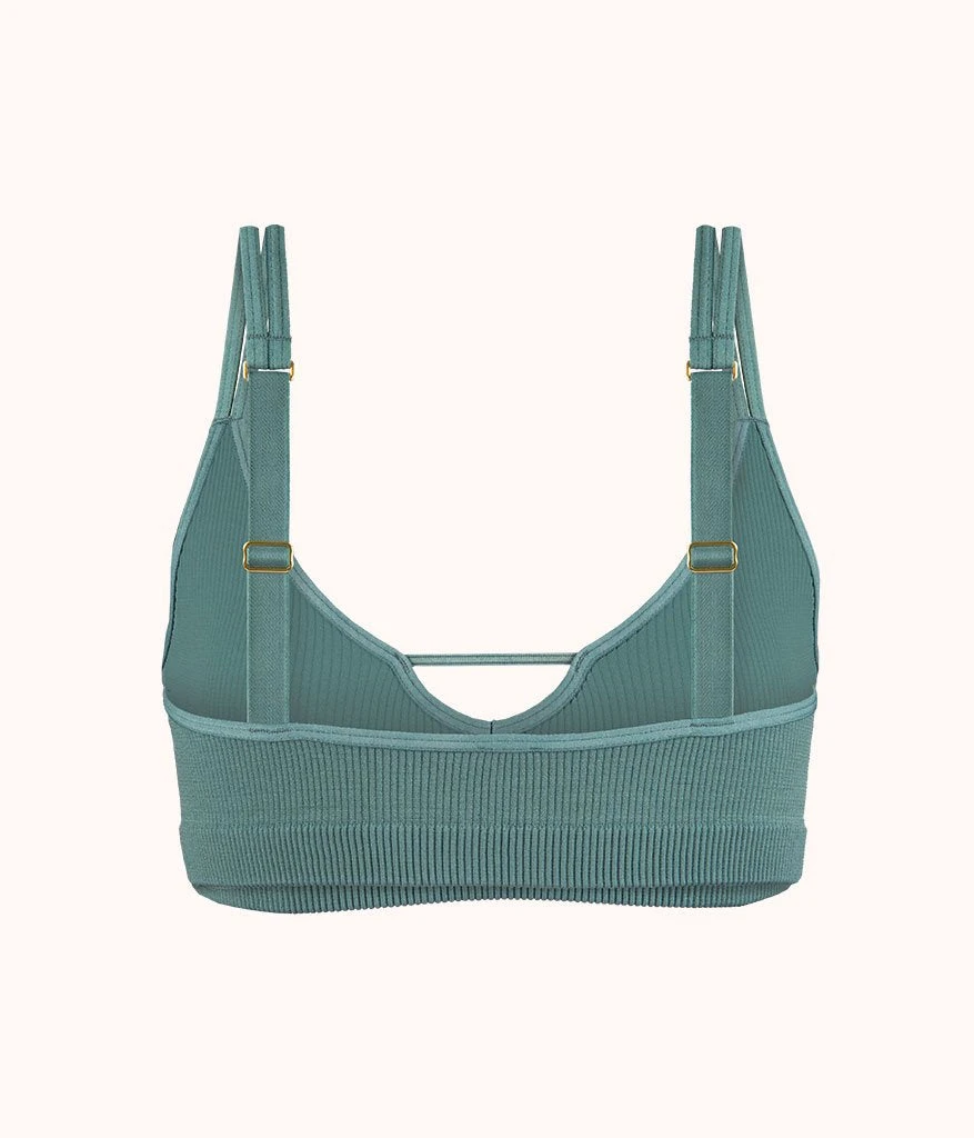 The Skinny-Strap Seamless Bralette: Harbor Green - Image 5