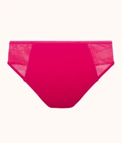 The Smooth Lace High Waist Bikini: Magenta -Outlet No Wire Bras Store 5 product flat back smooth lace high waist bikini magenta
