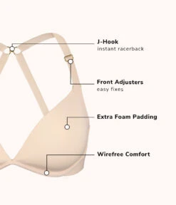 The Deep V No-Wire Push-Up: Toasted Almond -Outlet No Wire Bras Store 5 product flat front deep v no wire toasted almond
