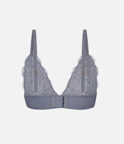 The Long-Lined Lace Bralette: Smoke -Outlet No Wire Bras Store 5 product flat front long lined lace bralette smoke