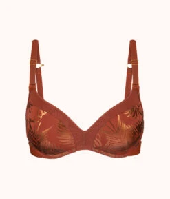 The Metallic Palm No-Wire Push-Up: Burnished Mahogany/Metallic Palm Print
