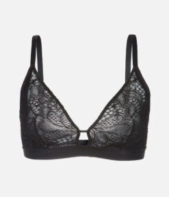 The Palm Lace Busty Bralette: Jet Black -Outlet No Wire Bras Store 5 product flat front palm lace busty bra jet black