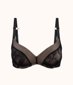 The Smooth Lace No-Wire Push-Up Bra: Jet Black/Soft Pink -Outlet No Wire Bras Store 5 product flat front smooth lace no wire push up jet black