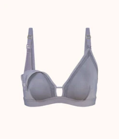 The Mesh Trim Nursing Bralette: Smoke -Outlet No Wire Bras Store 5 product flat front1 mesh trim maternity bralette smoke f190a93a 1406 4741 8ffb dd722ca54cae