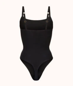 The Sleek Bodysuit: Jet Black -Outlet No Wire Bras Store 6 product flat back the sleek bodysuit jet black