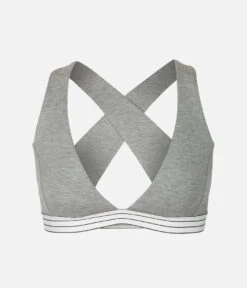 The Cross Back Bralette: Heather Gray -Outlet No Wire Bras Store 6 product flat front cross back bralette heather gray