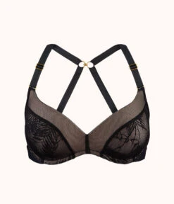 The Smooth Lace No-Wire Push-Up Bra: Jet Black/Soft Pink -Outlet No Wire Bras Store 6 product flat front1 smooth lace no wire push up jet black