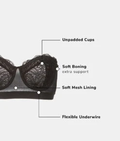 The Lace Strapless: Jet Black 14 The Lace Strapless: Jet Black -Outlet No Wire Bras Store 6 product flat functions lace strapless jet black