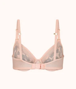 The Unlined Balconette Bra: Retro Blooms -Outlet No Wire Bras Store 7 on model back unlined balconette bra retro bloom