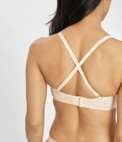 The No-Wire Strapless: Toasted Almond -Outlet No Wire Bras Store 7 on model back1 no wire strapless bra toasted almond