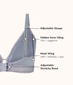 The Busty Bralette: Smoke -Outlet No Wire Bras Store 7 product flat back busty bra smoke