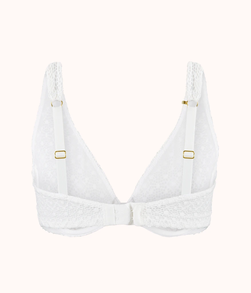 The Crochet Lace Unlined Plunge Bra: Fresh White - Image 7