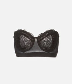 The Lace Strapless: Jet Black 15 The Lace Strapless: Jet Black -Outlet No Wire Bras Store 7 product flat front lace strapless jet black