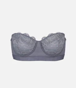The Lace Strapless: Smoke -Outlet No Wire Bras Store 7 product flat front lace strapless smoke