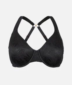 The Smooth Lace Minimizer Bra: Jet Black -Outlet No Wire Bras Store 7 product flat front1 smooth lace minimizer jet black
