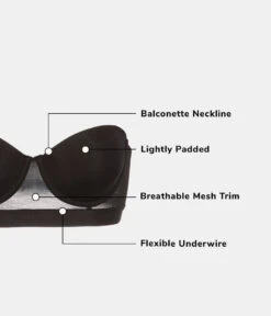 The Smooth Strapless: Jet Black -Outlet No Wire Bras Store 7 product flat functions smooth strapless jet black