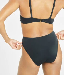 The Bralette & High Waist Swim Bundle: Jet Black -Outlet No Wire Bras Store 8 on model back swim high waist bikini bottom jet black 12cb8956 7ce0 46ba 97ab bc08ffa24f0f