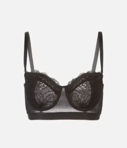 The Lace Strapless: Jet Black 16 The Lace Strapless: Jet Black -Outlet No Wire Bras Store 8 product flat front1 lace strapless jet black