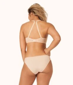 The Unlined Lace Bra: Toasted Almond -Outlet No Wire Bras Store on model back1 palm lace unlined bra toasted almond bb993aa5 7c02 4b88 b86d cbfb0318ed7d