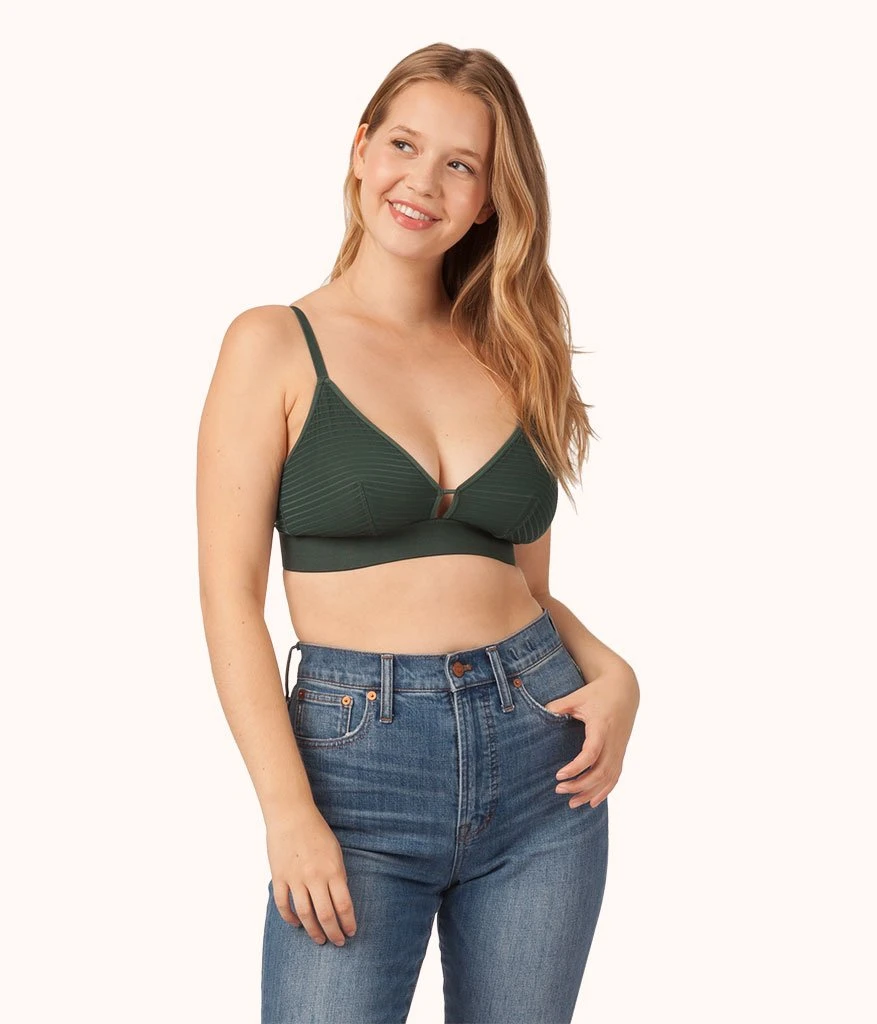 The Busty Stripe Mesh Bralette: Emerald 1 The Busty Stripe Mesh Bralette: Emerald