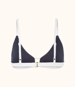 The Swim Bralette: Navy/White -Outlet No Wire Bras Store product flat back the bralette navy white f00e88c5 ff6b 404a bb9c ff05c49ee415