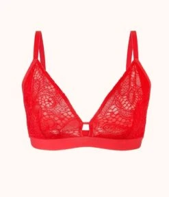 The Palm Lace Busty Bralette: Tomato Red -Outlet No Wire Bras Store product flat front palm lace busty bralette tomato red d7f532ce fbbc 4ac7 9831 cbec02e559e9