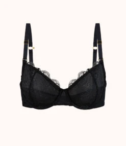 The Unlined Lace Bra: Jet Black -Outlet No Wire Bras Store product flat front palm lace unlined bra jet black 7a4c0fce ef95 4dc1 985d 0e6c78c65c76