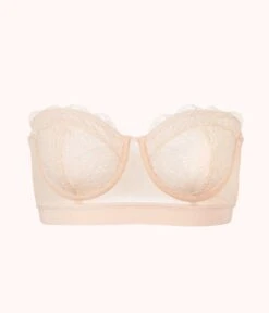 The Lace Strapless: Toasted Almond -Outlet No Wire Bras Store product flat front strapless palm lace toasted almond f025b34d 4067 4f9d ad81 16eb54562716