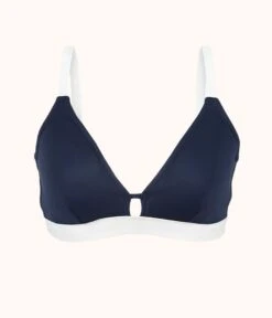 The Swim Busty Bralette: Navy/White 8 The Swim Busty Bralette: Navy/White -Outlet No Wire Bras Store product flat front the busty bralette top navy white 656636d0 fb42 4c38 8604 aed9445653a0