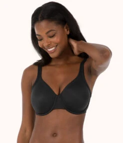 The Minimizer Bra: Jet Black -Outlet No Wire Bras Store sizeswap 32DDD 1 front minimizer bra jet black