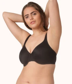 The Minimizer Bra: Jet Black -Outlet No Wire Bras Store sizeswap 36DD 1 front minimizer bra jet black