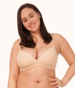 The No-Wire Push-Up: Toasted Almond -Outlet No Wire Bras Store sizeswap 38D 1 front no wire push up toasted almond