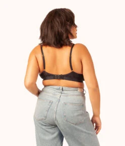 The Palm Lace Busty Bralette: Jet Black -Outlet No Wire Bras Store sizeswap 3 3 back palm lace busty bra